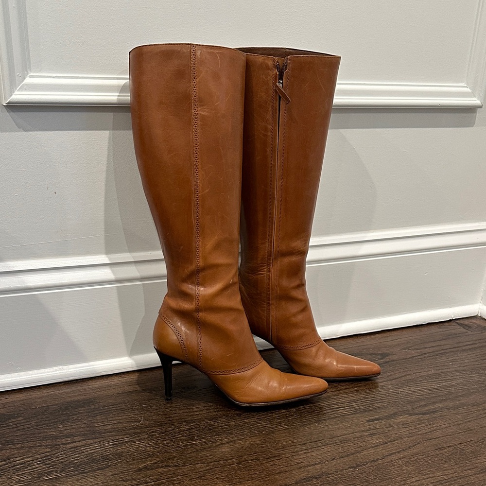 Ralph Lauren Tan Leather Heeled Boots
